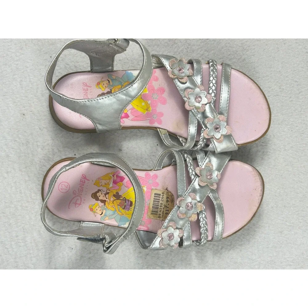 Disney Princess Sandals Kids 12 Silver Whimsical